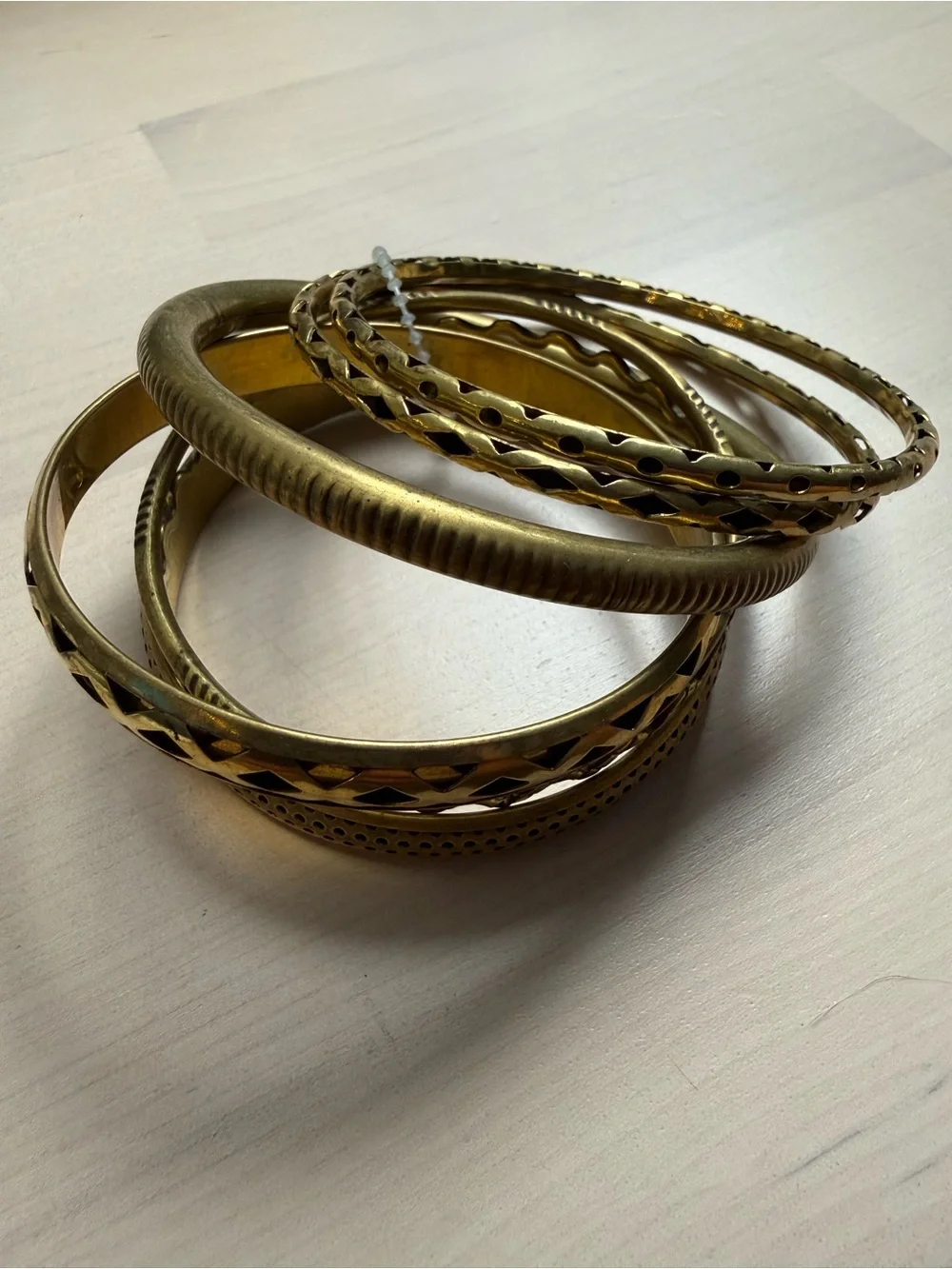 Madewell Set of Vintage Brass Tone Bangle Bracelets - Gold y2k made in India